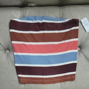 American Eagle Soft & Sexy Ribbed Top - Brown and White